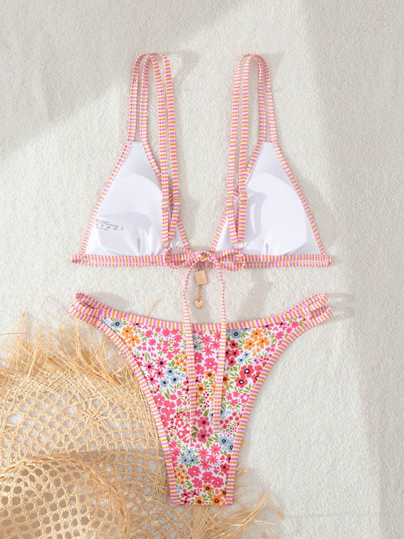 komplet bikini wzór kwiaty