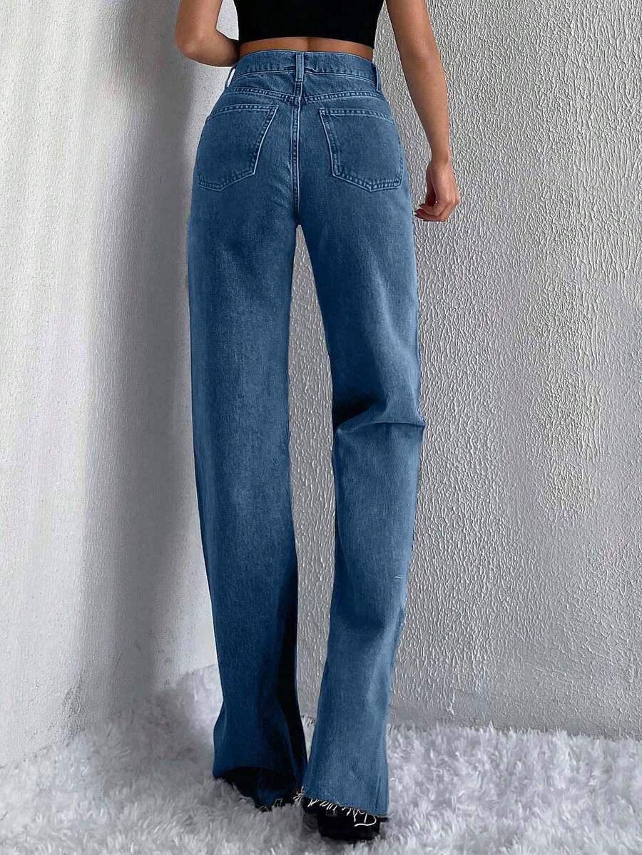 NIEBIESKIE SPODNIE JEANS WYSOKI STAN