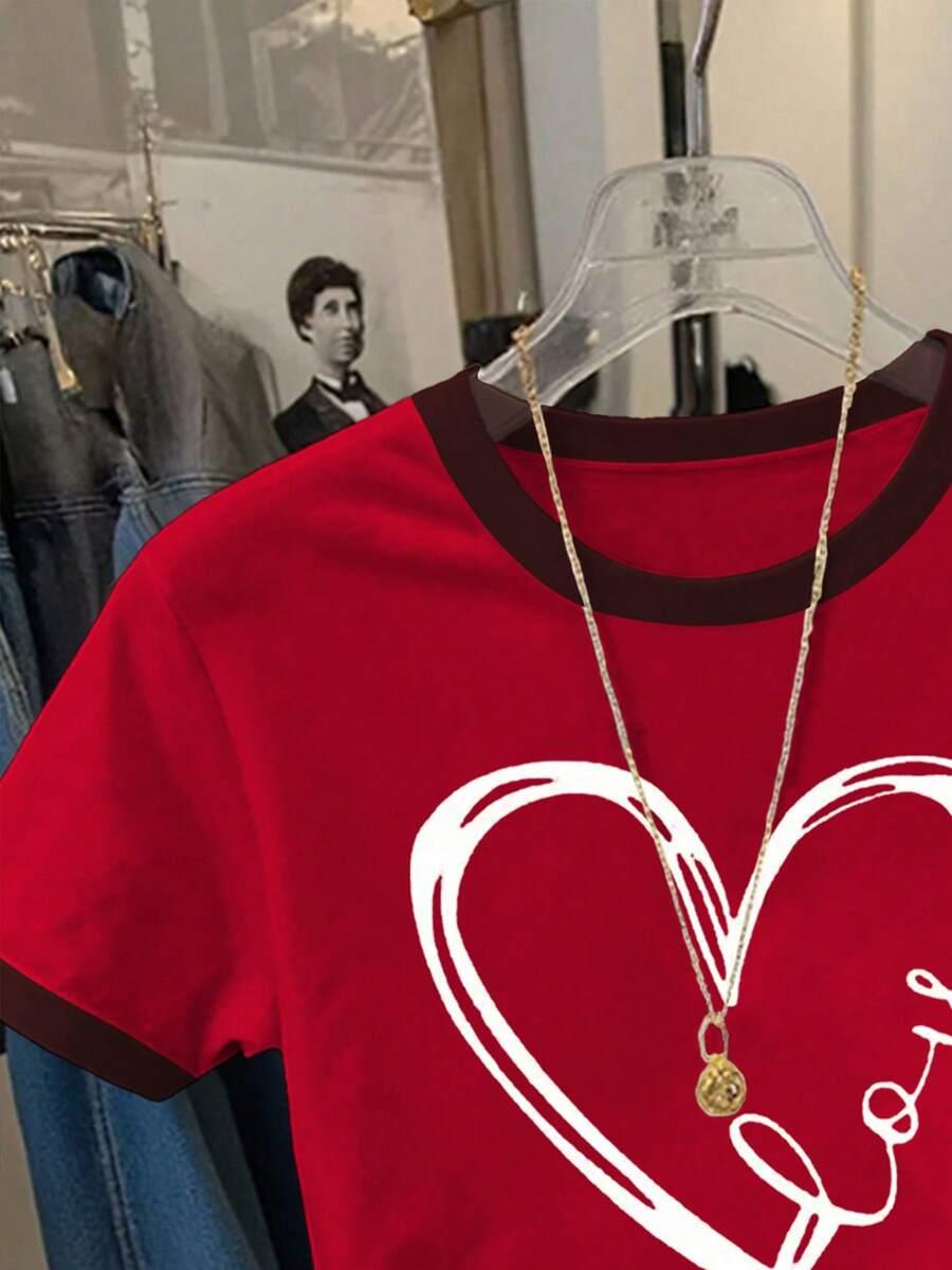 czerwony t-shirt print