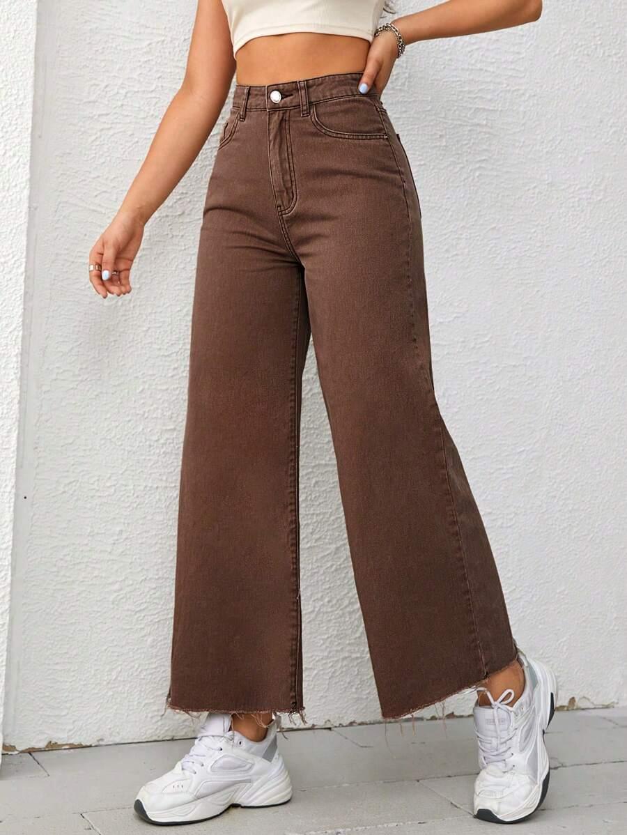 BRĄZOWE SPODNIE JEANS