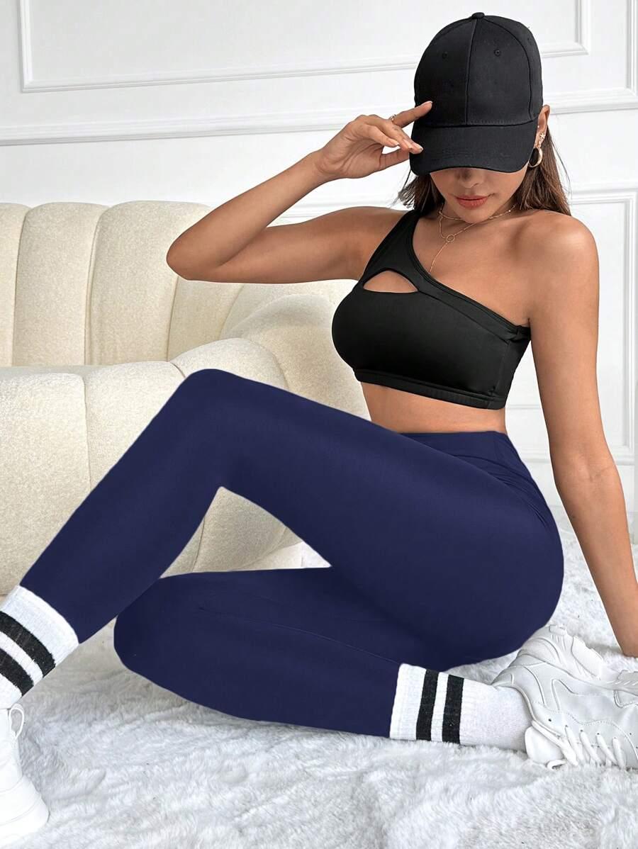 GRANATOWE LEGGINSY WYSOKI STAN 