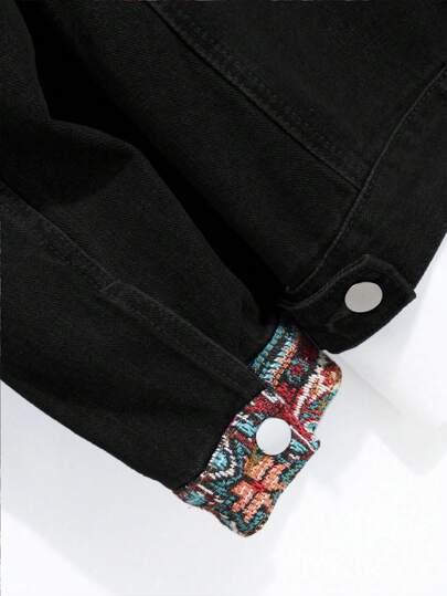 czarna kurtka jeans łączenie 