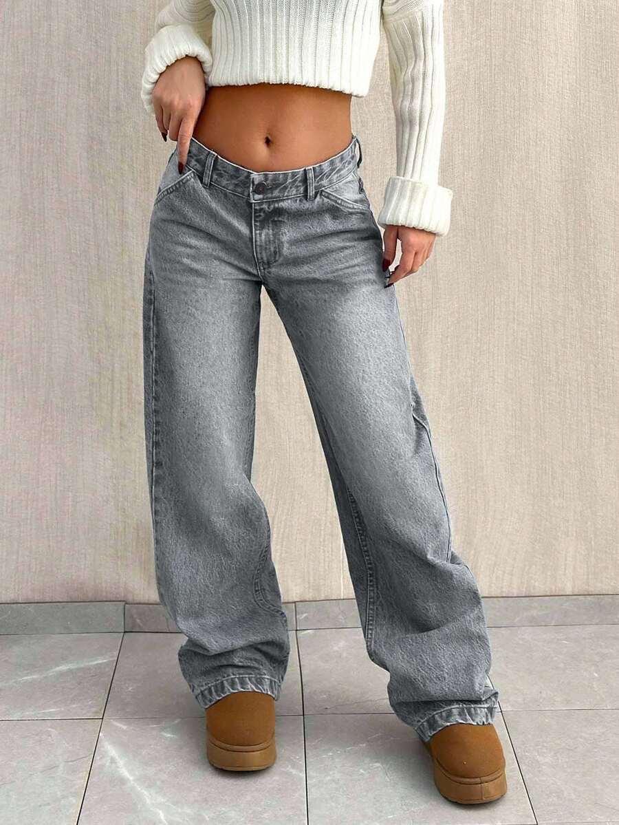 SZARE SPODNIE JEANS 