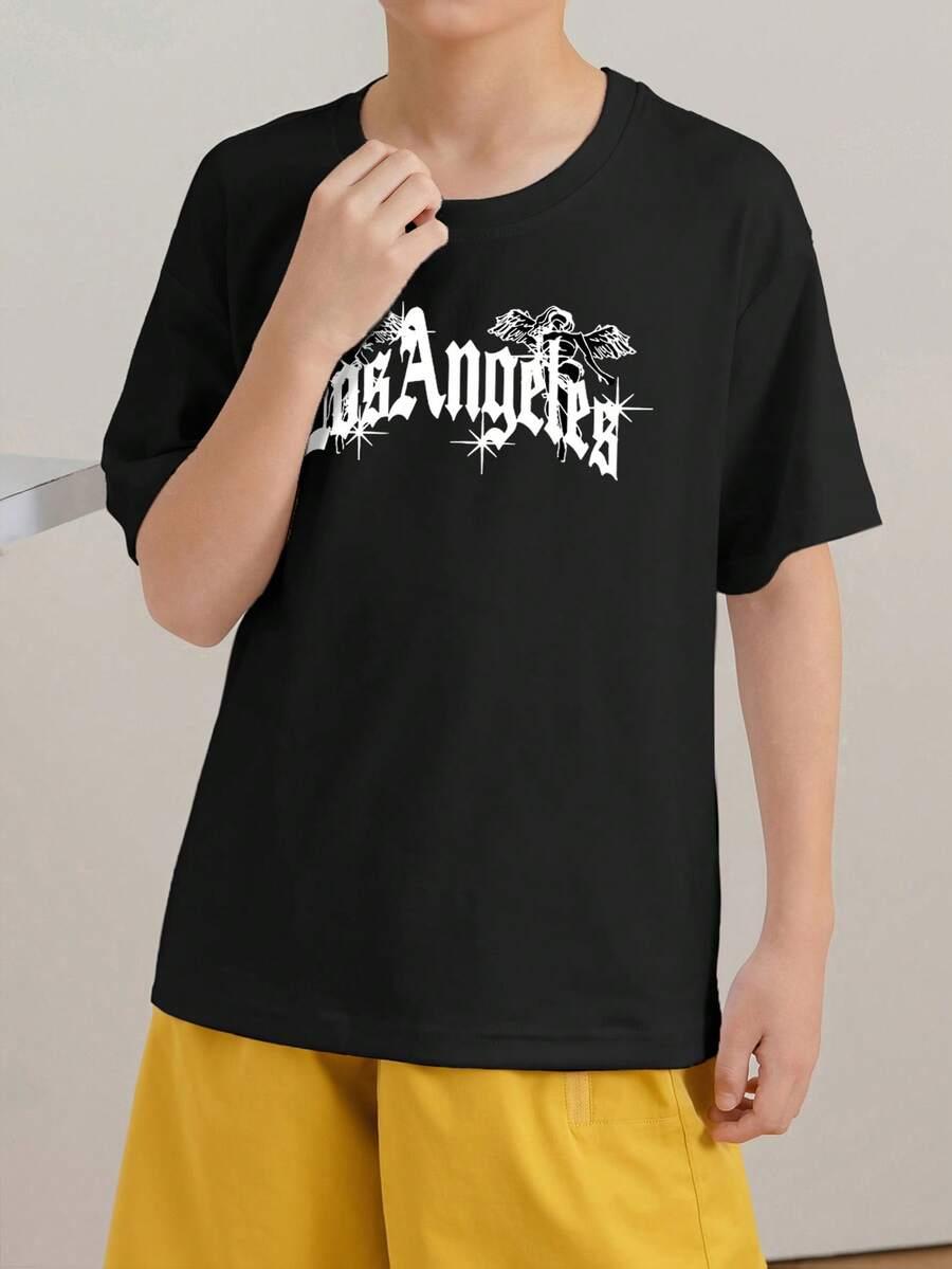 czarny t-shirt nadruk los angeles