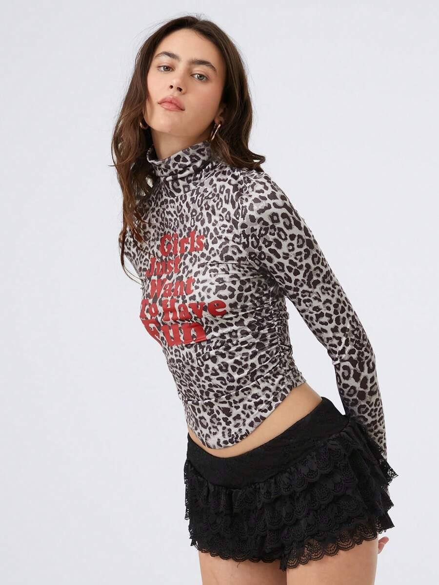 bluzka długi rękaw animal print