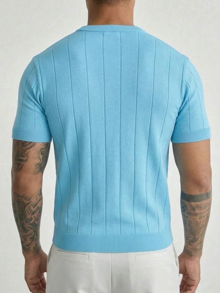 niebieski dzianinowy t-shirt 