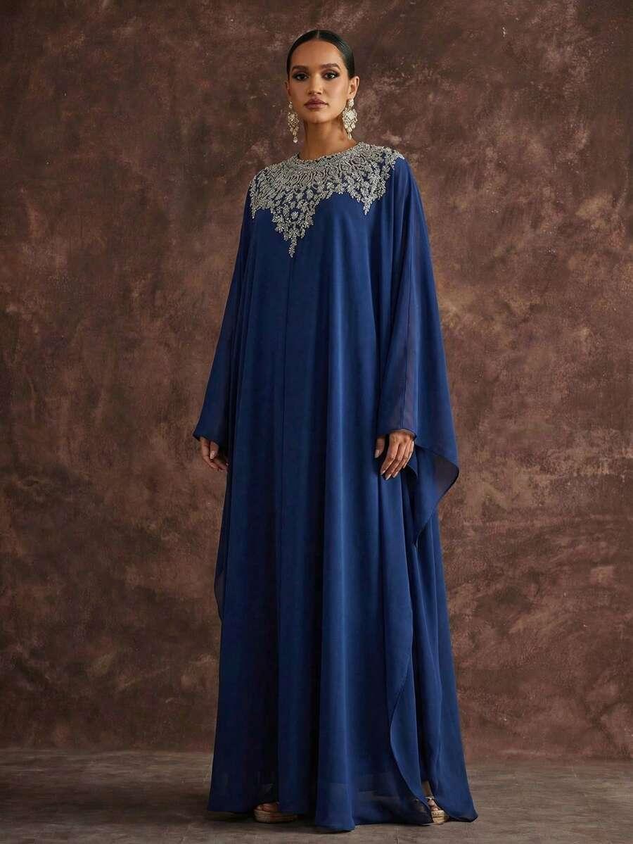 niebieska maxi sukienka