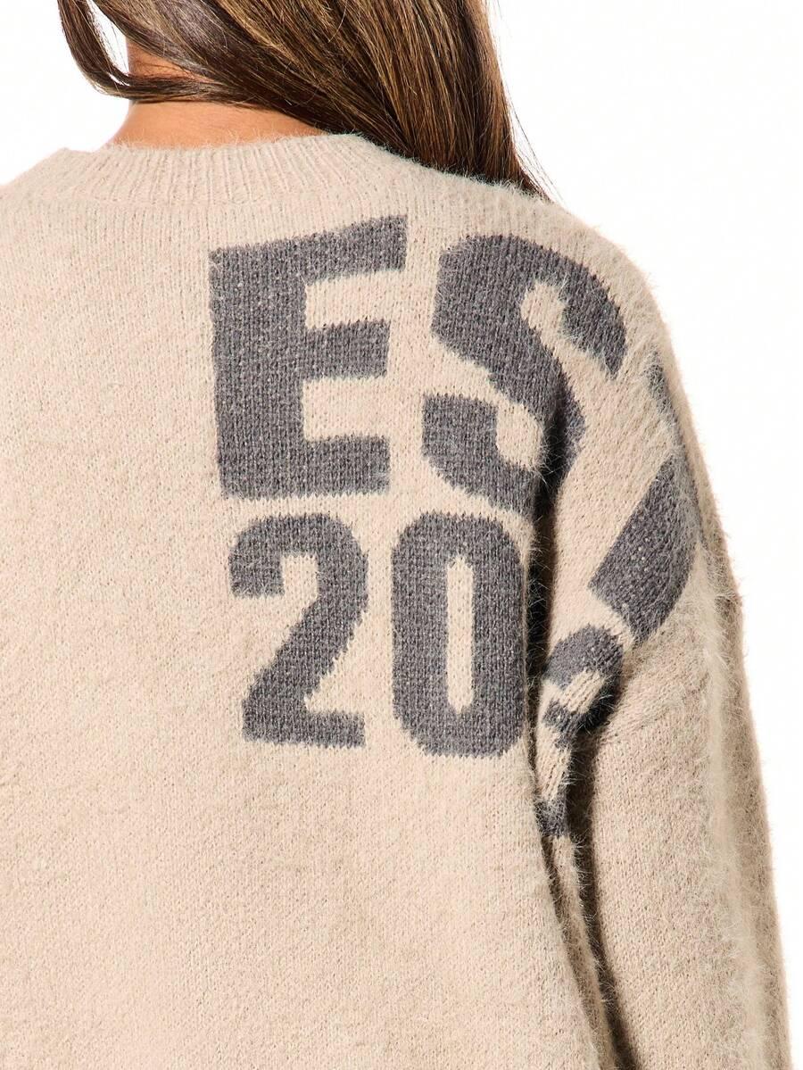 BEŻOWY DZIANINOWY SWETER