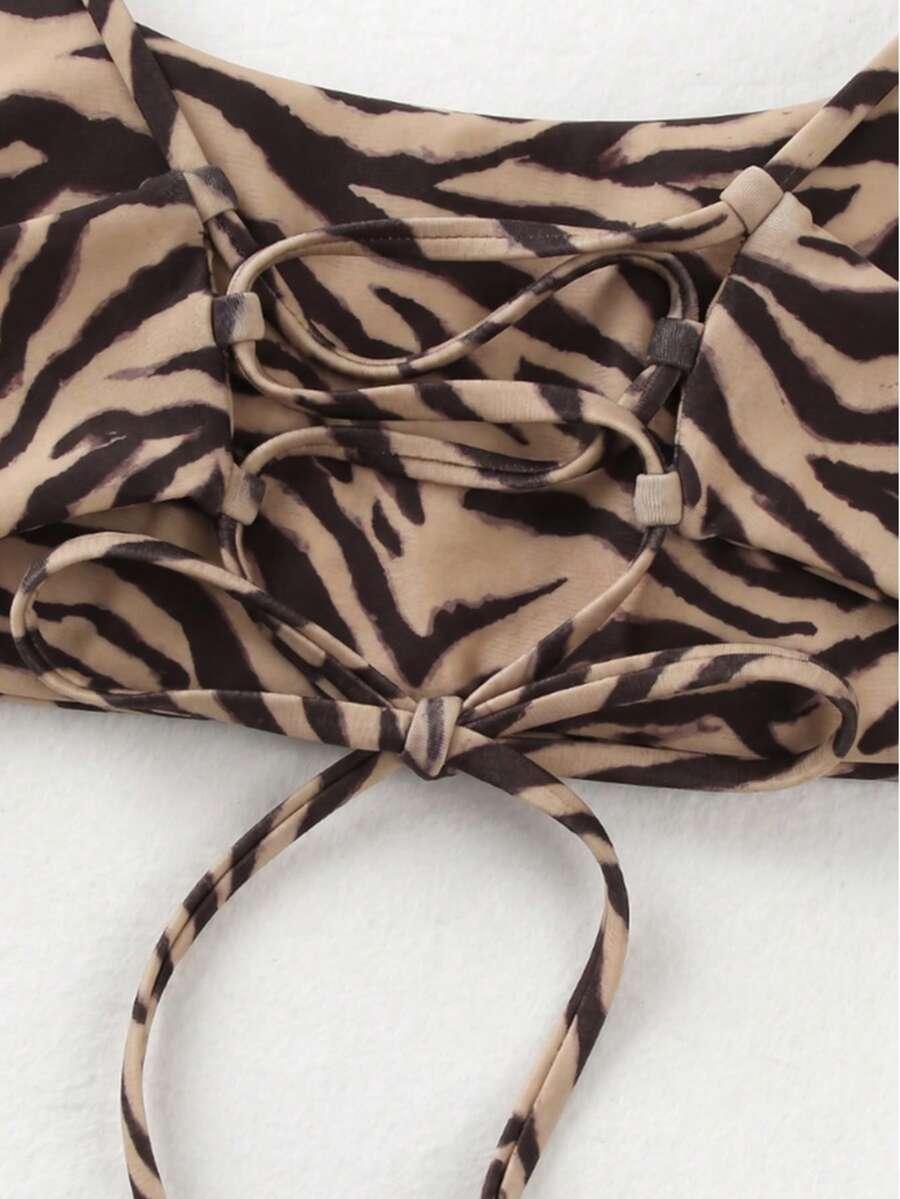 dwuczęściowy strój kąpielowy animal print
