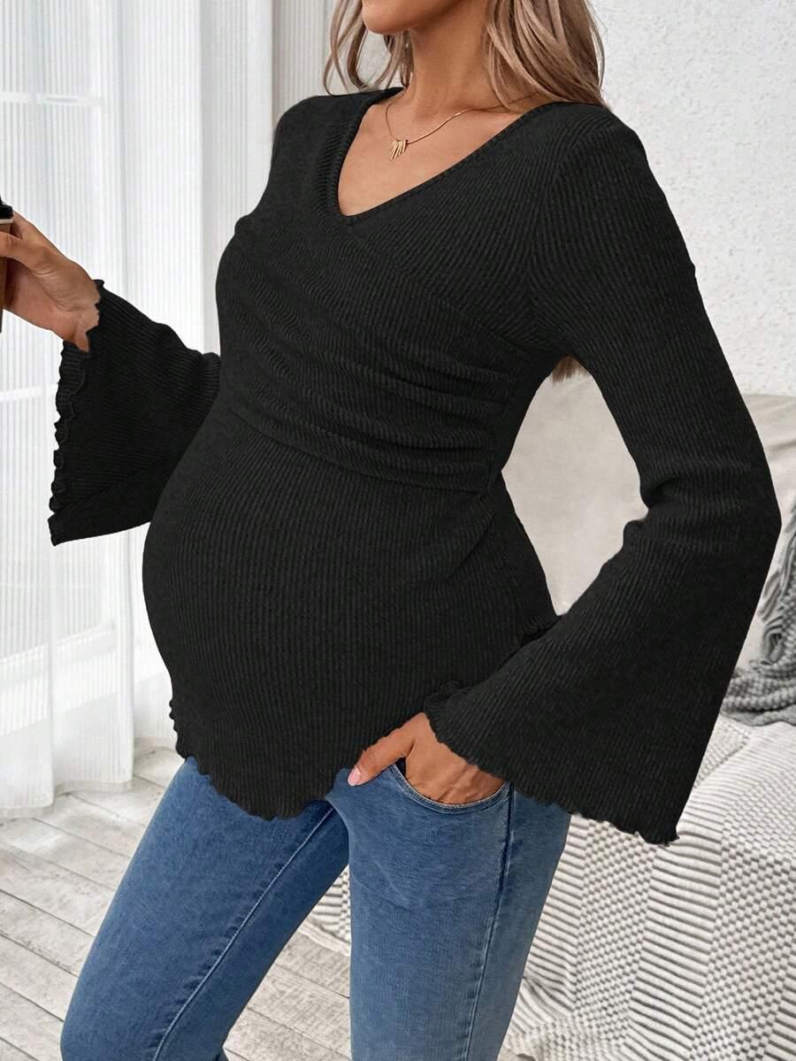 CZARNA BLUZKA V-NECK