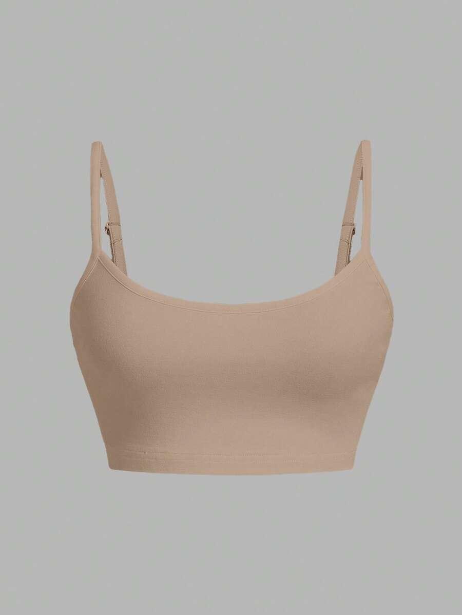 BEŻOWY CROP TOP NA RAMIĄCZKACH