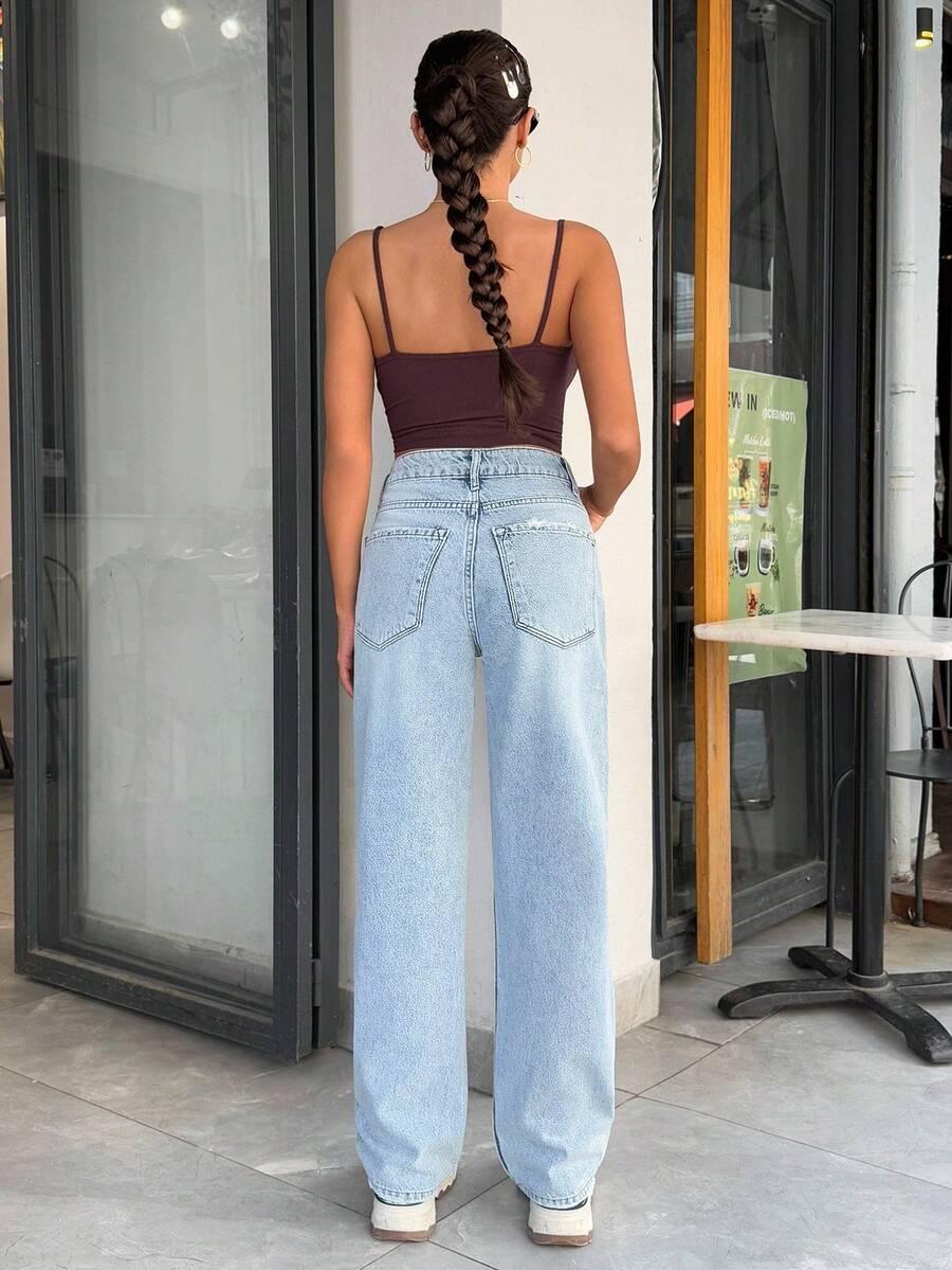 NIEBIESKIE SPODNIE JEANS PROSTA NOGAWKA