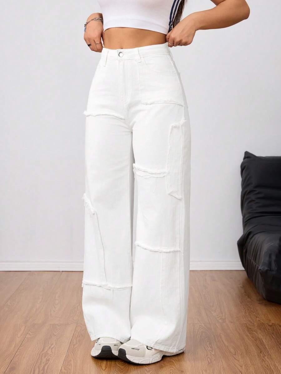 BIAŁE SPODNIE JEANS