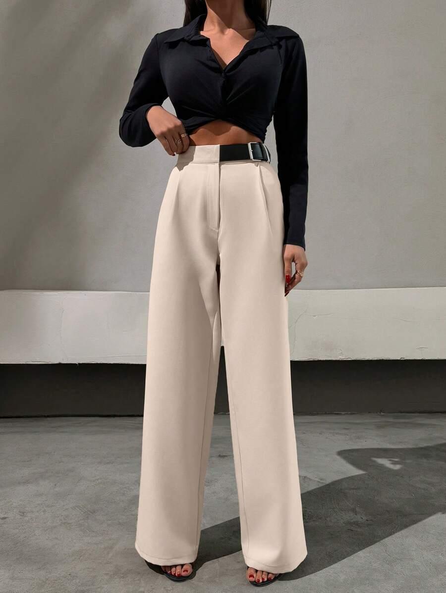 BEŻOWE ELEGANCKIE SPODNIE 
