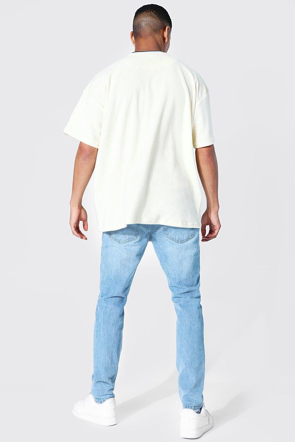 kremowy t-shirt oversize frotte
