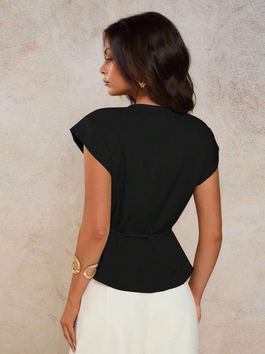 CZARNA BLUZKA V-NECK 
