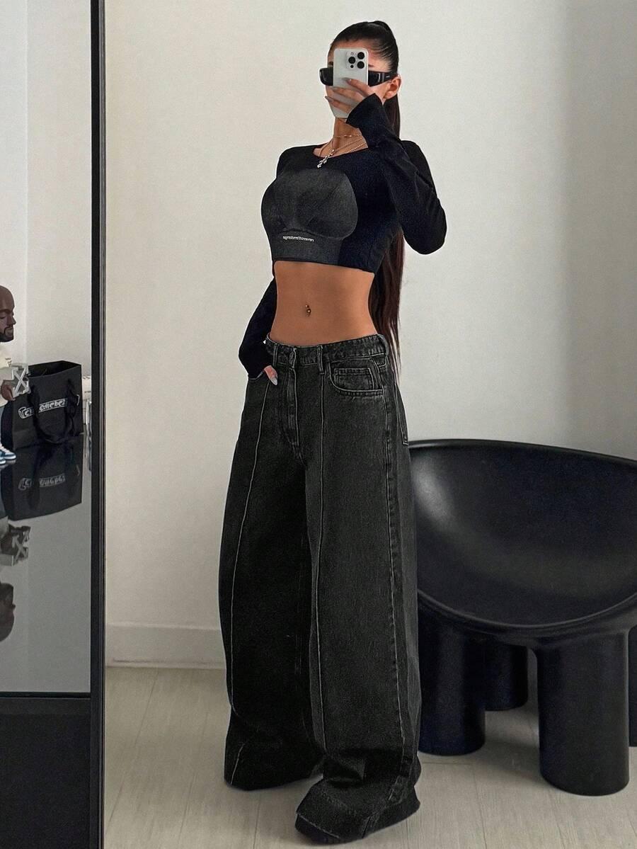 CZARNE SPODNIE JEANS