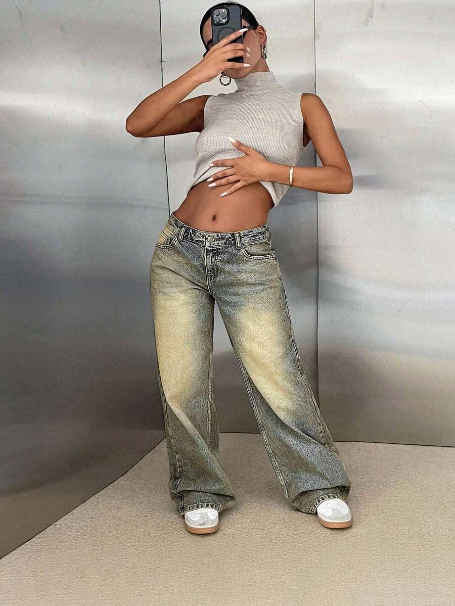 SZEROKIE SPODNIE JEANS