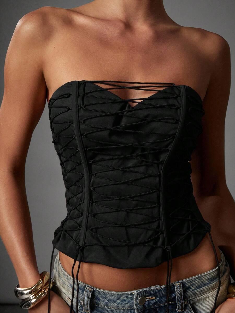 CZARNY TOP GORSET