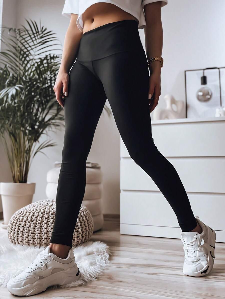 czarne gładkie legginsy 5-pack