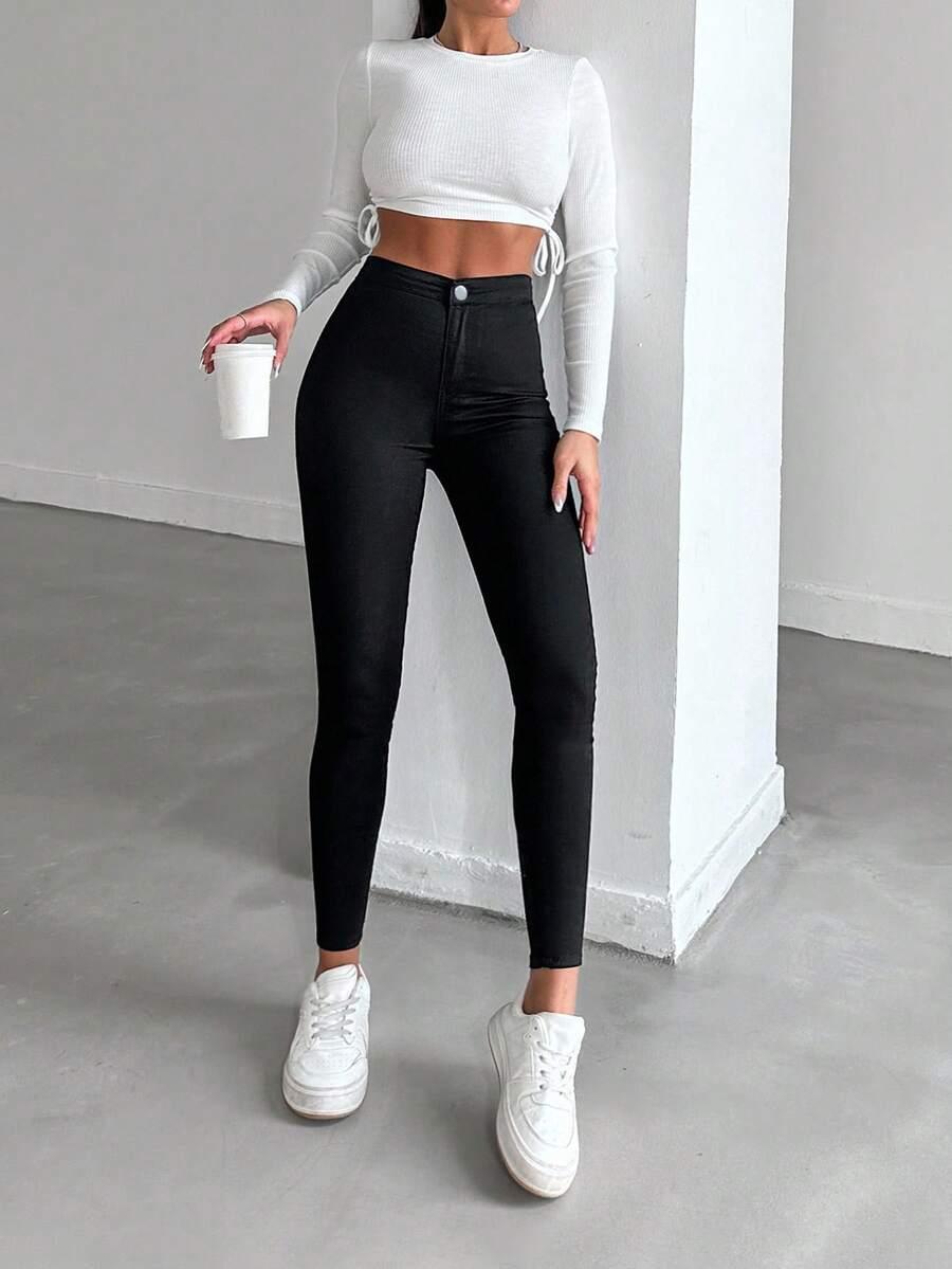 CZARNE SPODNIE JEANS