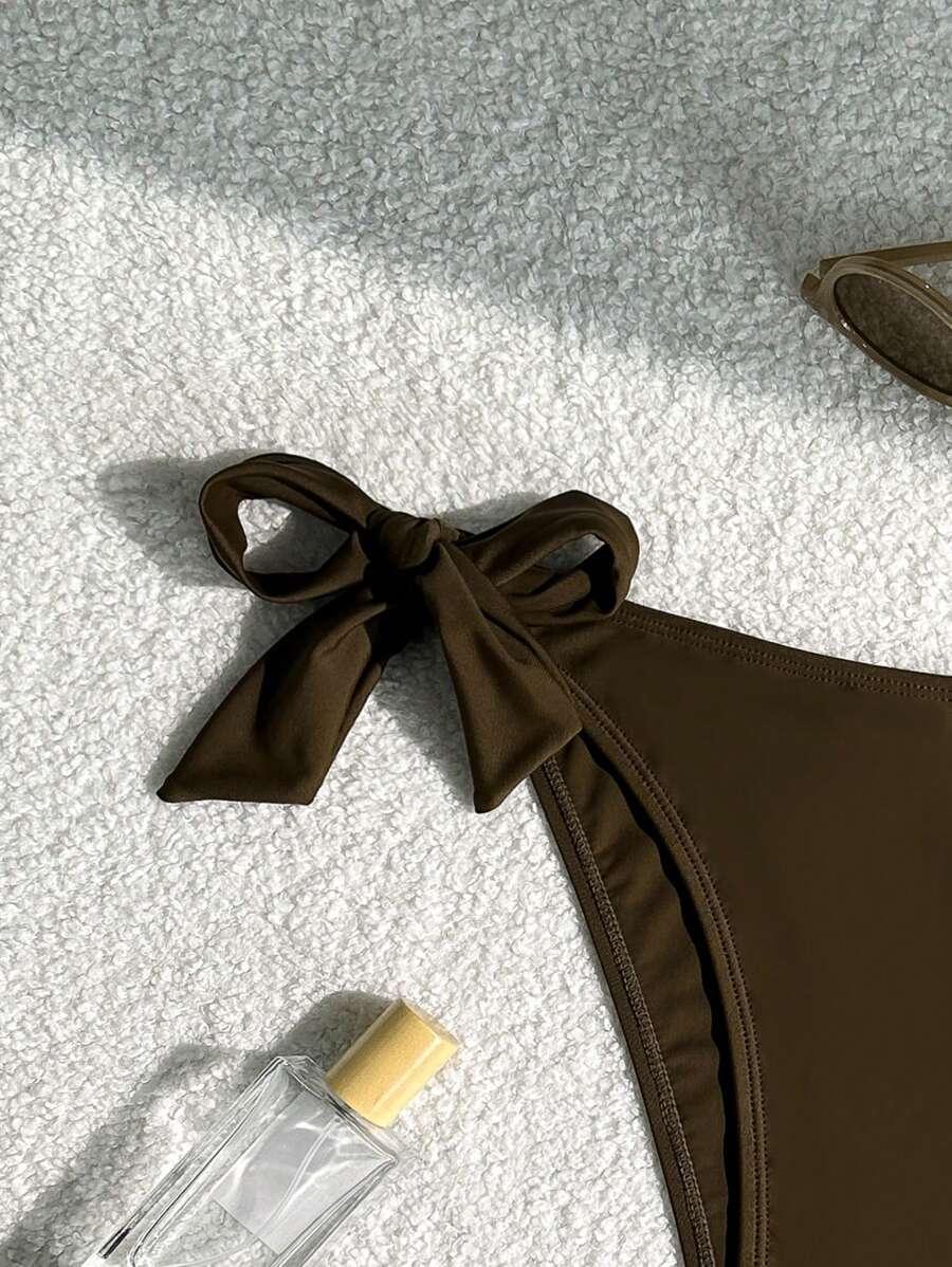 BRĄZOWY DÓŁ OD BIKINI WIĄZANIE