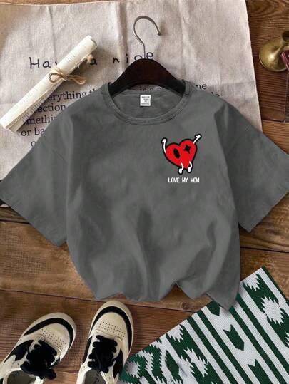 szary t-shirt nadruk