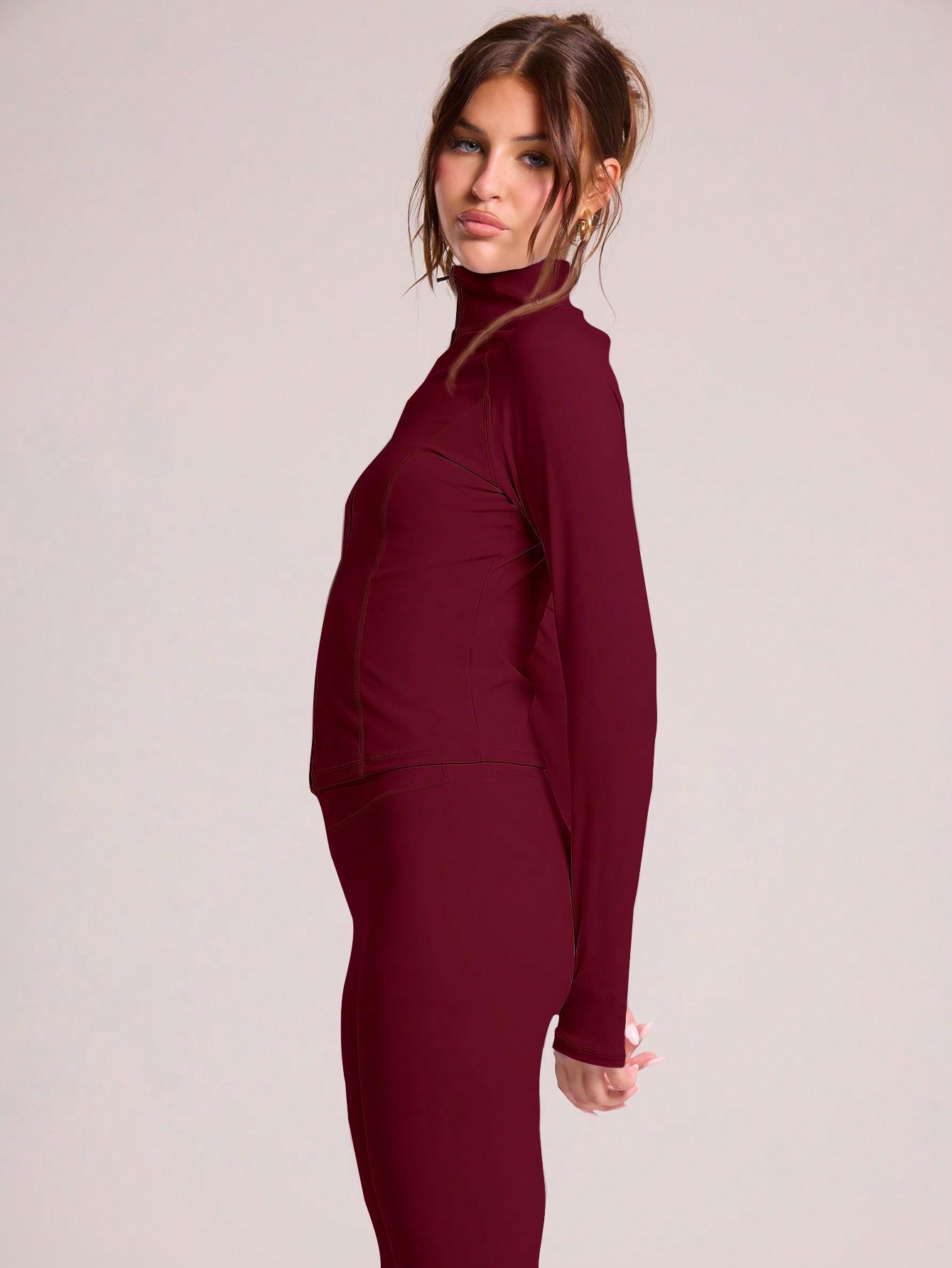 BORDOWA BLUZA ZAMEK 