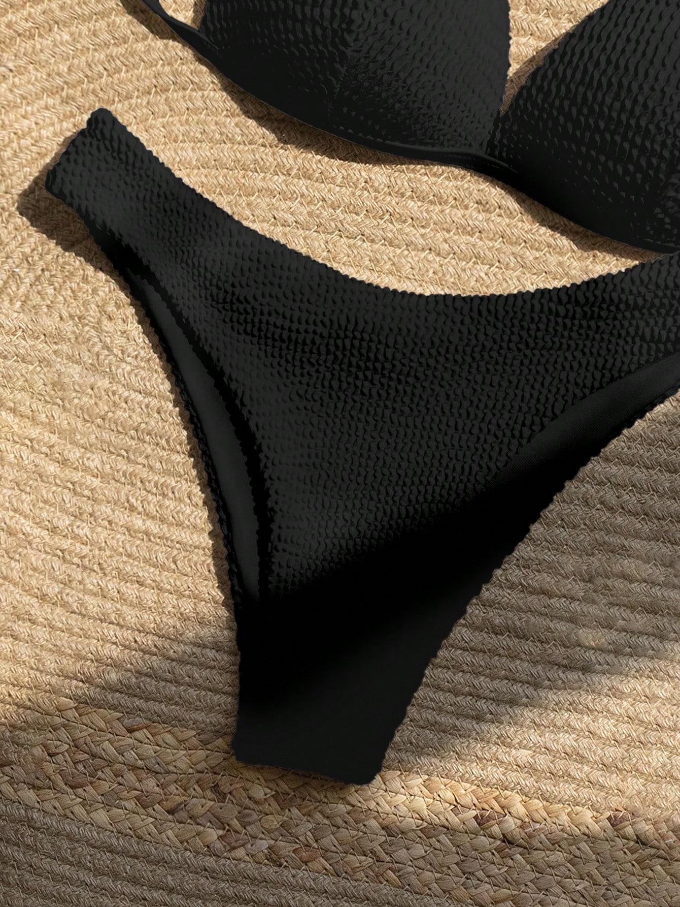 CZARNY KOMPLET BIKINI STRUKTURA