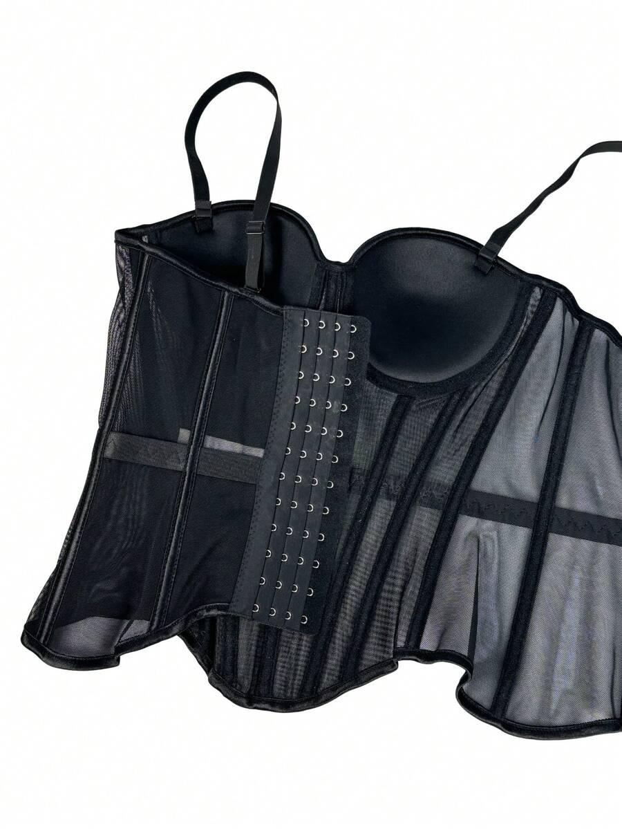 czarny gorsetowy top