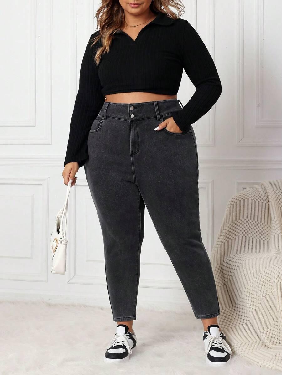 CZARNE SPODNIE JEANS