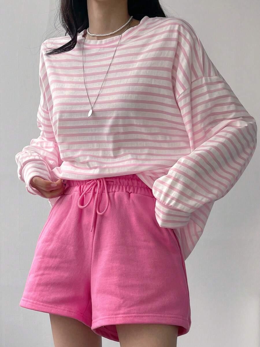 BLUZKA W PASKI OVERSIZE 