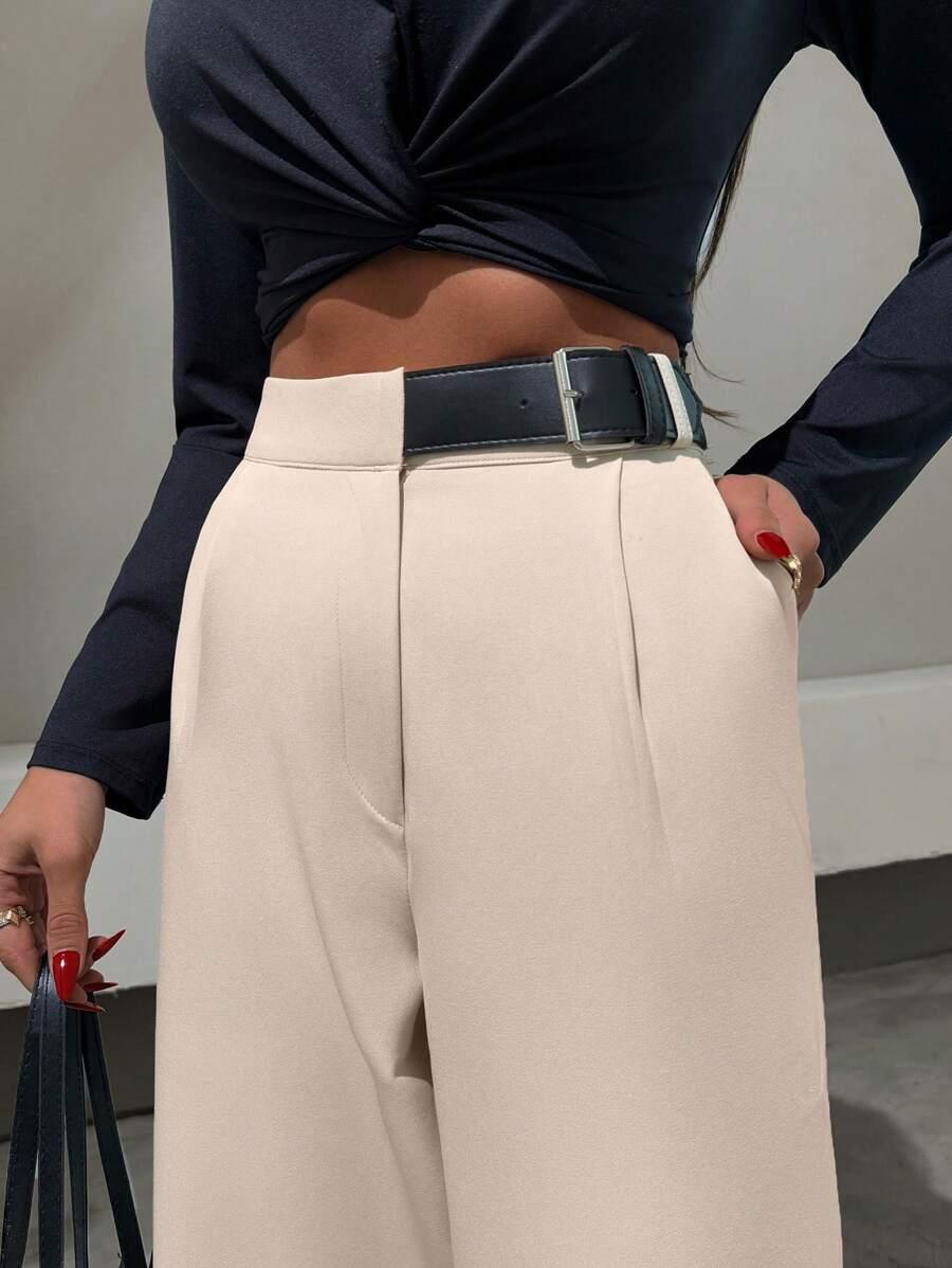 BEŻOWE ELEGANCKIE SPODNIE 
