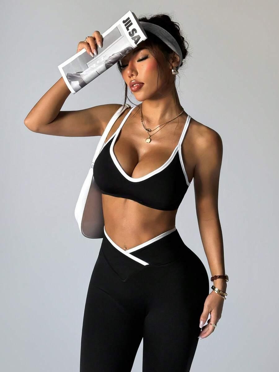 biustonosz sportowy legginsy komplet 