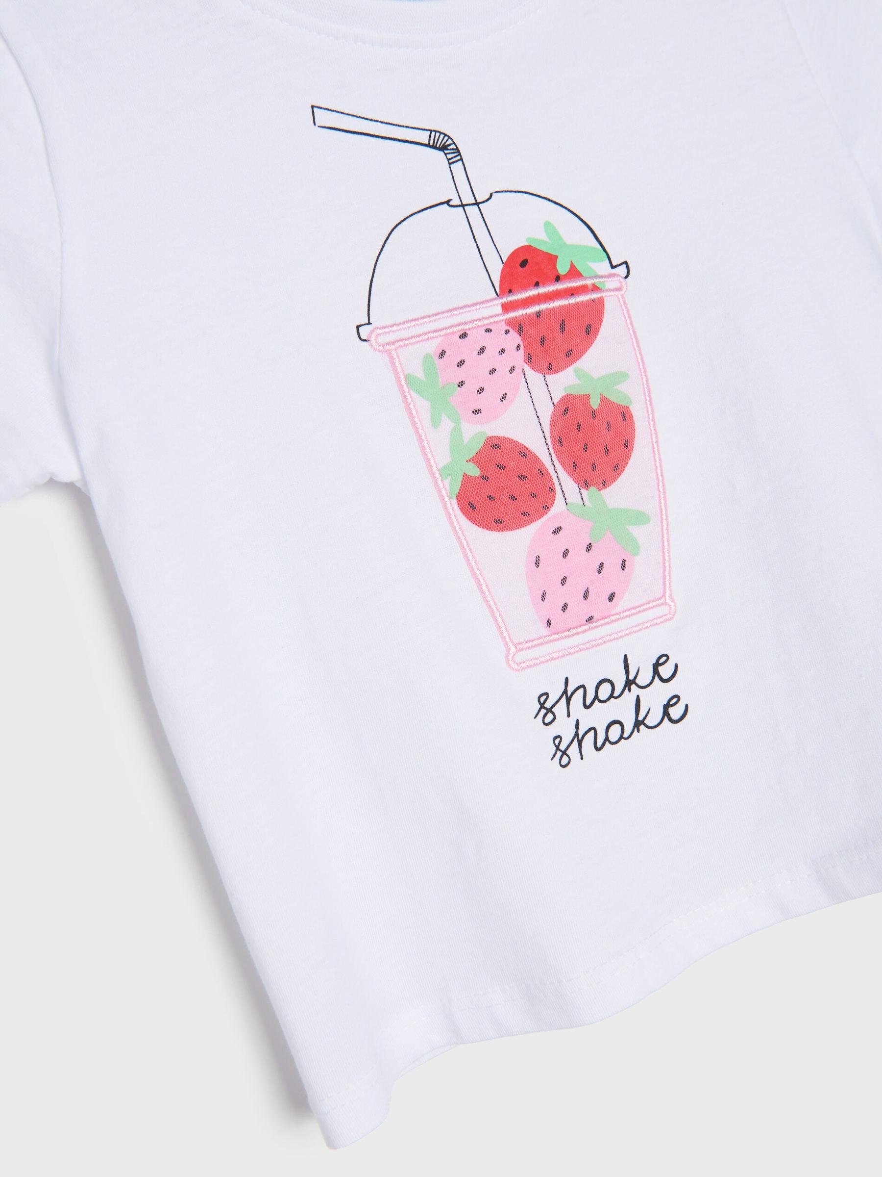 biały t-shirt nadruk shake