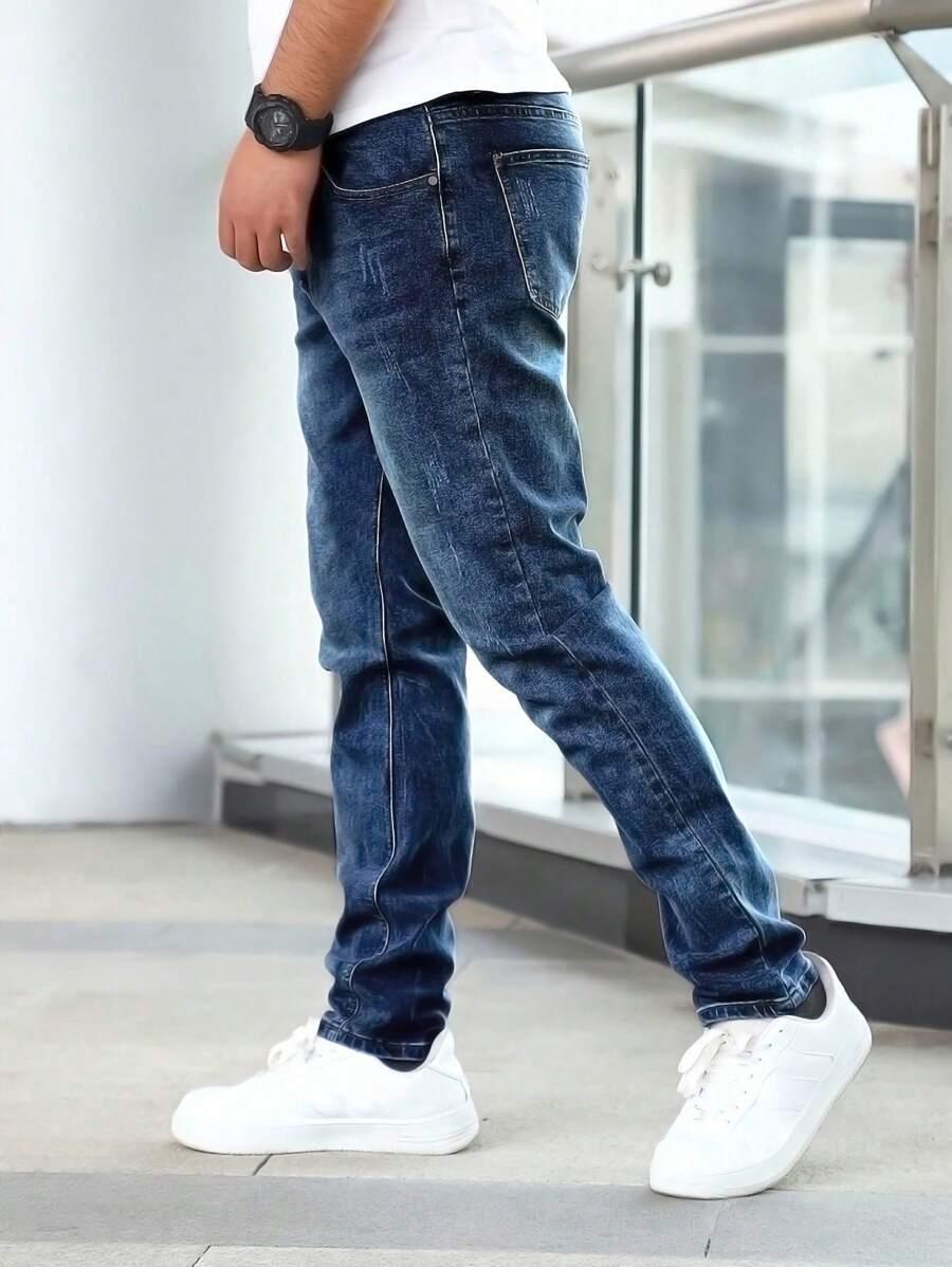 GRANATOWE SPODNIE JEANS