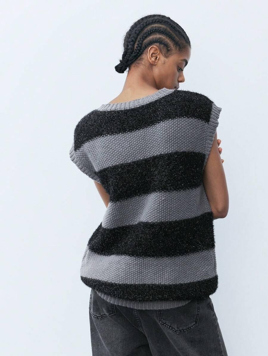 BEZRĘKAWNIK DZIANINOWY OVERSIZE W PASKI
