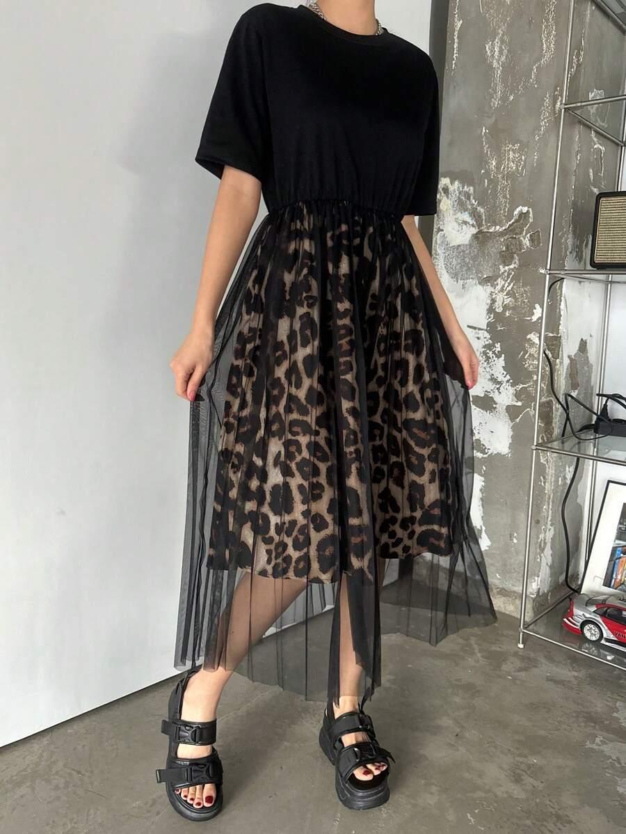 CZARNA SUKIENKA ANIMAL PRINT