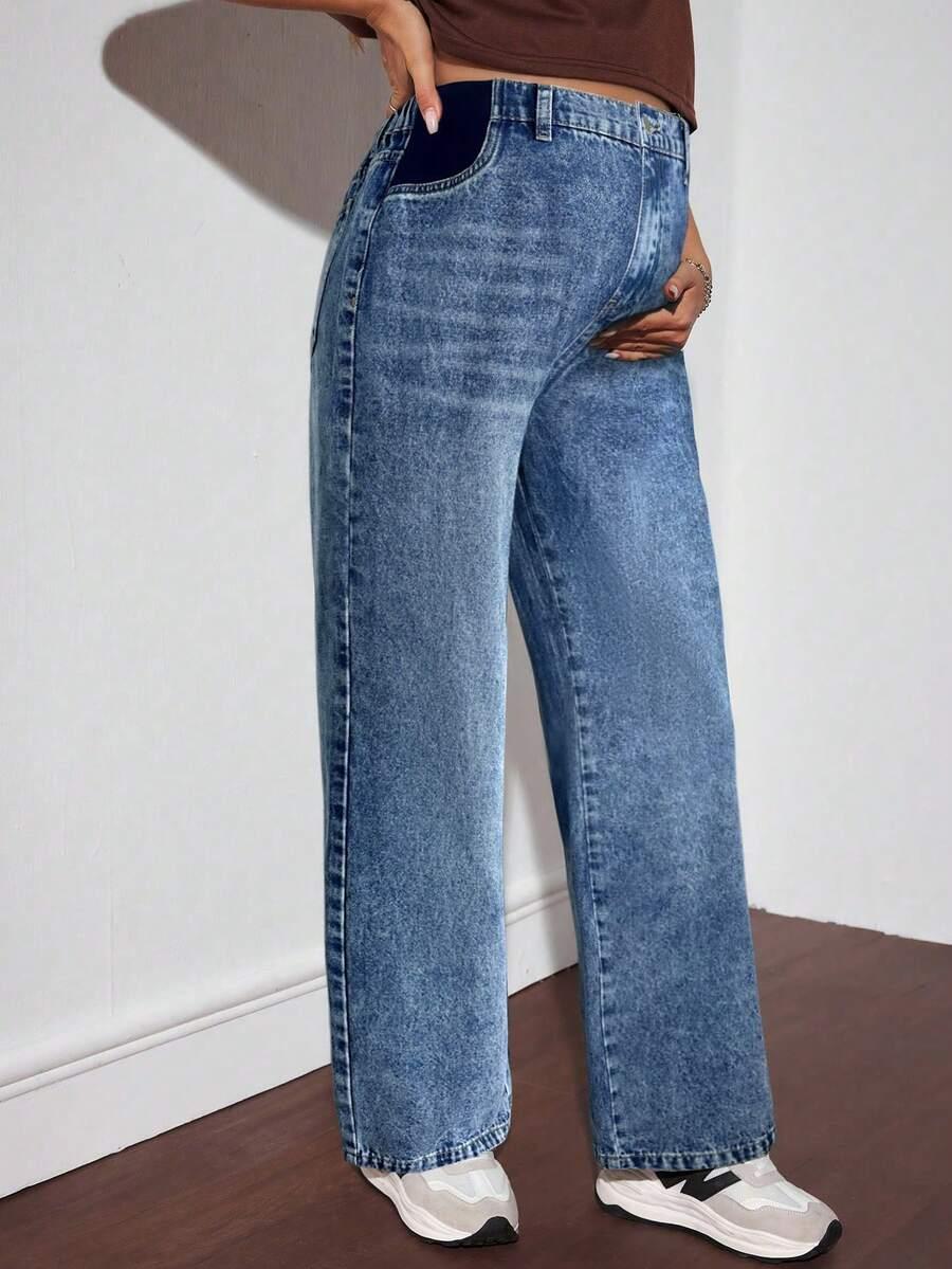 niebieskie ciążowe spodnie jeans