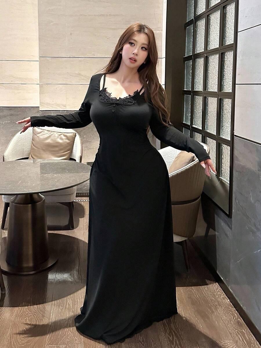 CZARNA MAXI SUKIENKA