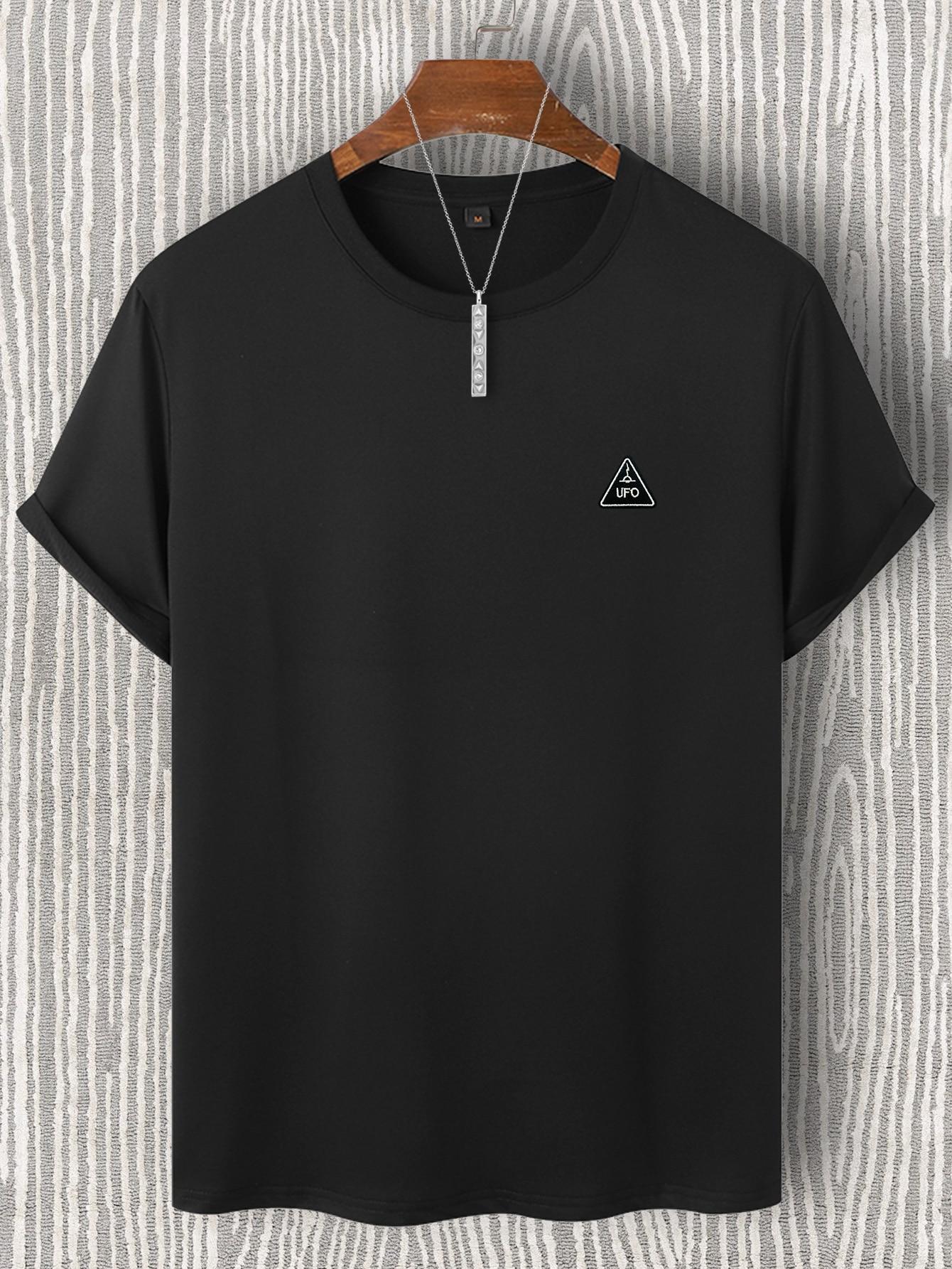 CZARNY T-SHIRT OKRĄGŁY DEKOLT