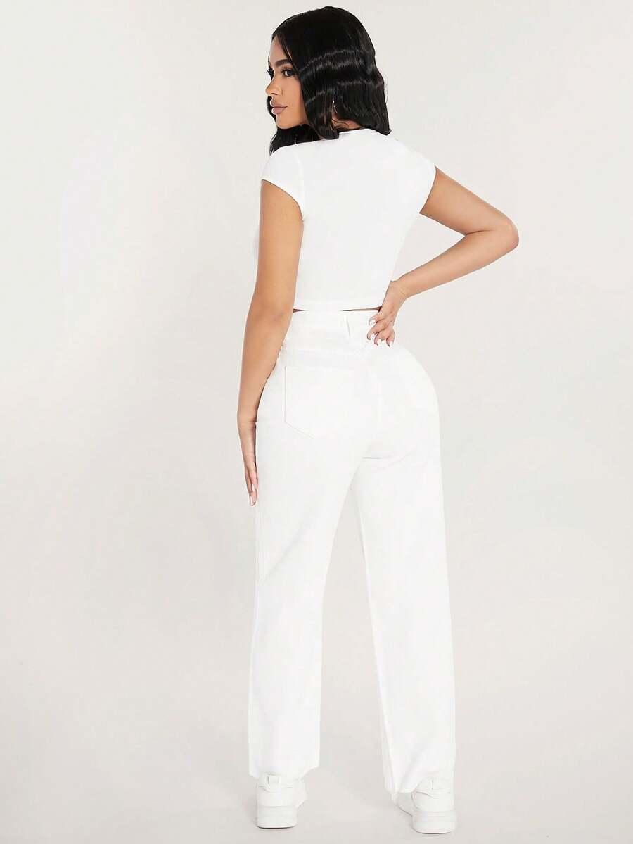 BIAŁE SPODNIE JEANS 