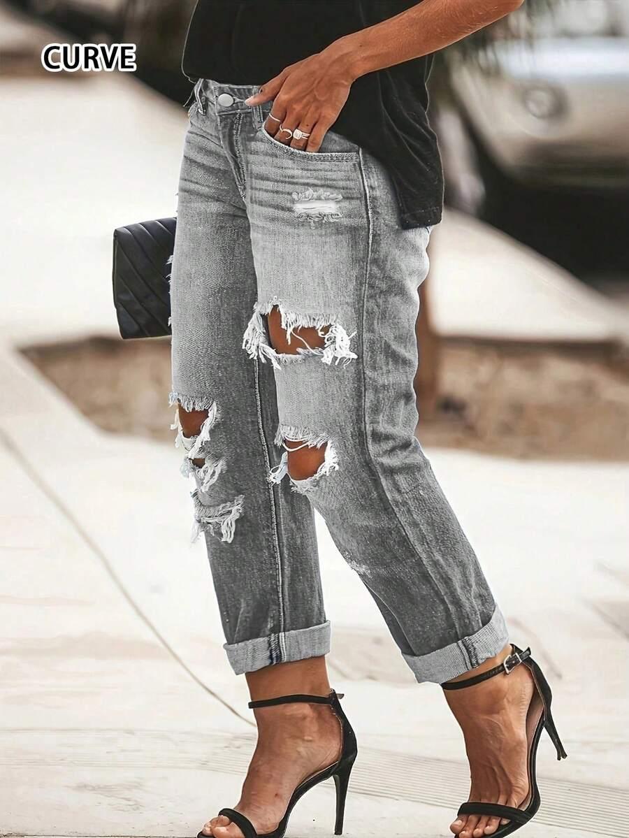 SZARE SPODNIE JEANS