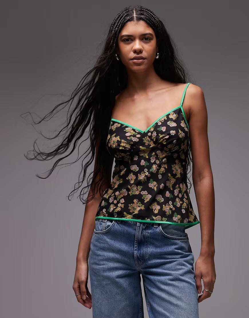 top na ramiączkach floral print 