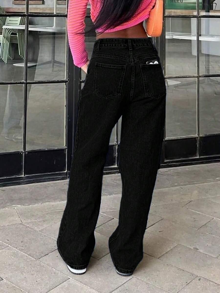 CZARNE SPODNIE JEANS