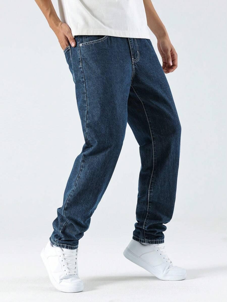 NIEBIESKIE PROSTE SPODNIE JEANS