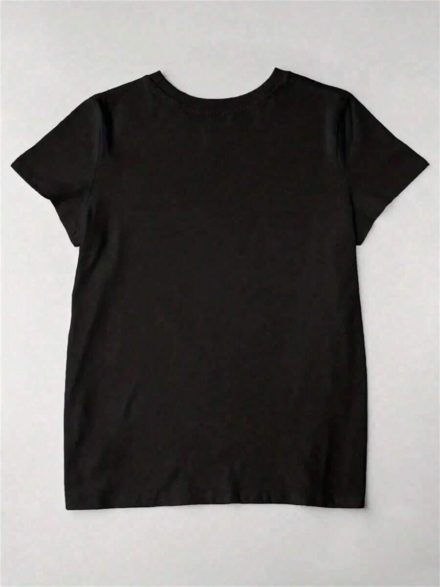 CZARNY T-SHIRT nadruk