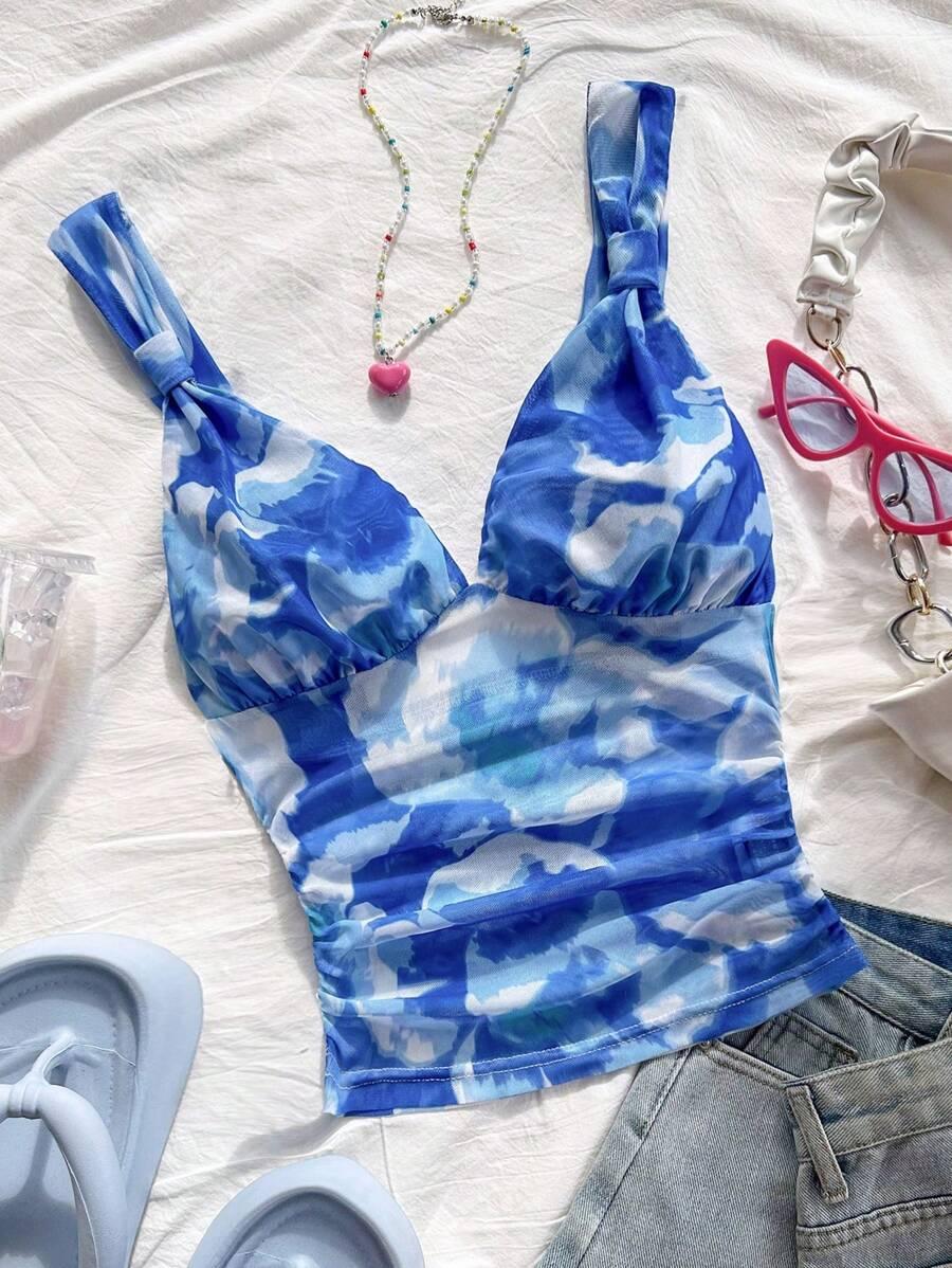 NIEBIESKI TOP PRINT