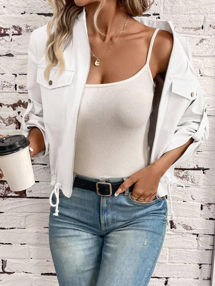 biała kurtka zamek