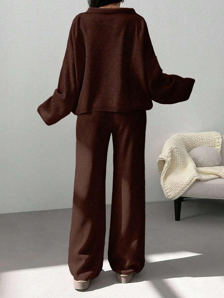 SWETER SPODNIE KOMPLET DZIANINA